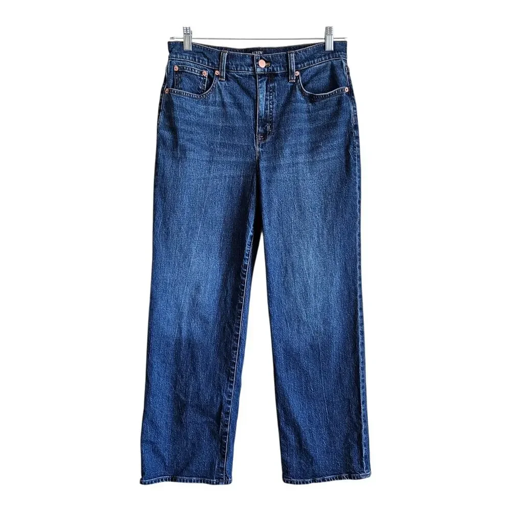J CREW Women's 29 All Day Jeans Medium Blue Straight Wide Leg 99% Cotton 29 x 29